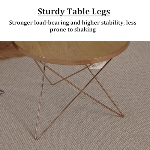 Table d'appoint JATIBOSH en bois massif avec plateau rond de style industriel épuré - 5