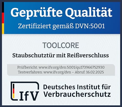TOOLCORE® Staubschutztür mit Reißverschluss 1,1x2,2m [Extra Stark] Bautüre mit Reißverschluss inkl. Edelstahl Zipper + Easy Comfort Aufhänger - Staubschutzwand, Staubtür, Folientür