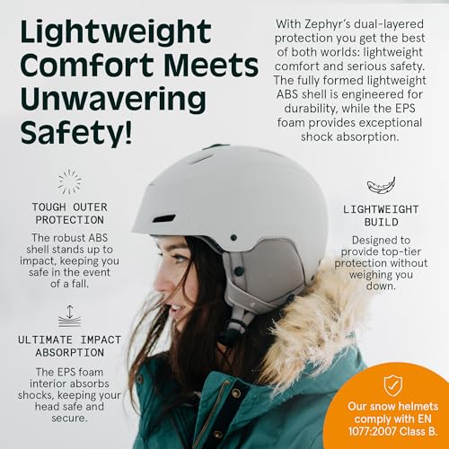 Image of Retrospec Zephyr Ski Helmet - Snowboard Helmet for Adults & Youth with Adjustable Fit, 9 Breathable Vents, Removable Washable Earmuffs - Snow Sports Helmet for Men & Women