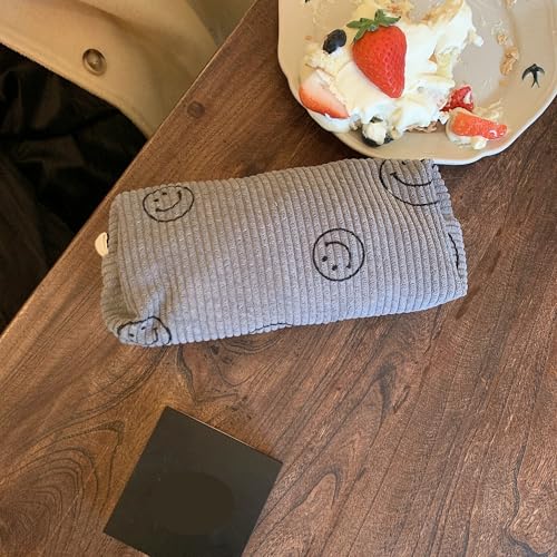 Image of Pencil Case Lightweight Aesthetic Pen Case Office College School Storage Bag Pouch Holder Box Organizer Makeup Pouch Cosmetic Bag for Girls Boys Kids (Smile-Gray)