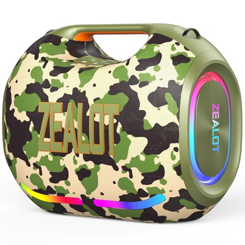 Image of ZEALOT 250W RMS /300W(Peak) Bluetooth Speaker, Portable Wireless Speaker with Loud Sound and Deep Bass, Multi-Device Pairing, IPX6 Waterproof, 5.3 BT, 40H Long Playtime for Party, Outdoor, Home (Camo)