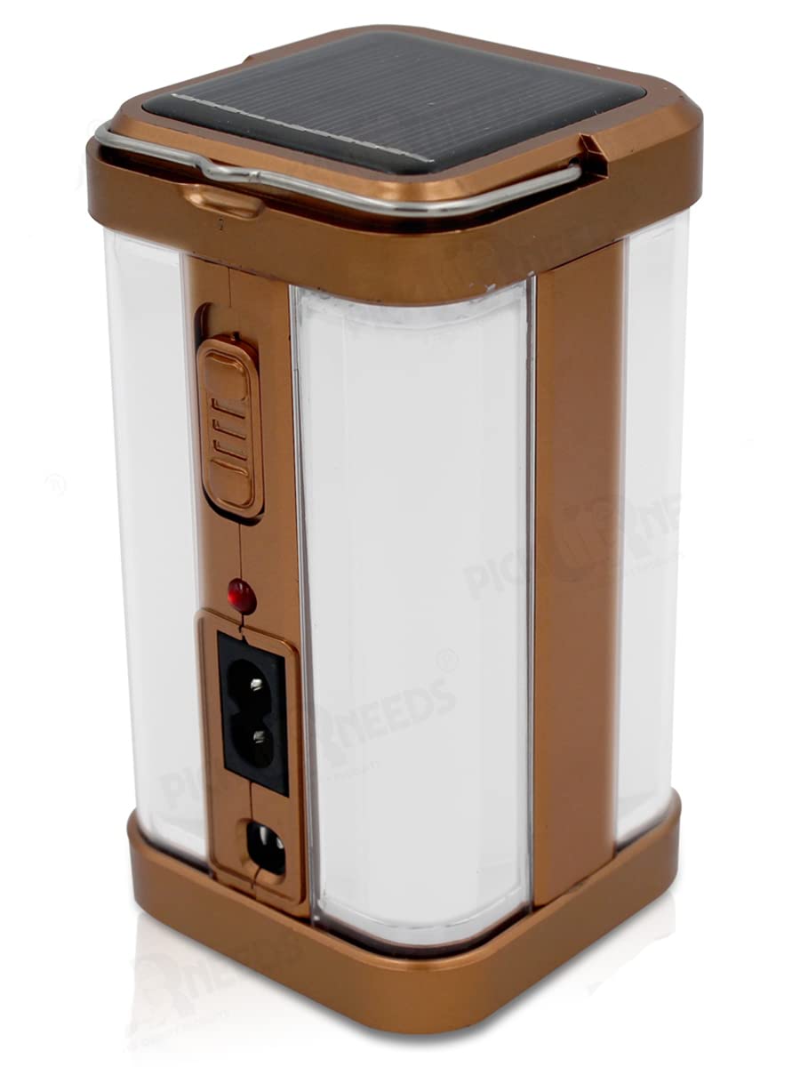 Pick Ur Needs Rechargeable Solar Home Emergency Floor Lantern Lamp Light 4 Side Tube (Gold)-image-33