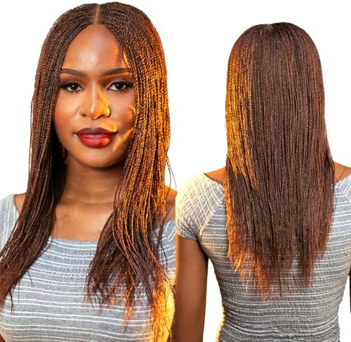 Wow Braids Twisted Wigs, Micro Million Twist Wig - Color 30/33 Mix - 18 Inches. Synthetic Hand Braided Wigs for Black Women. (NILT18-3033)