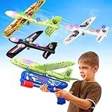 Picture of 3 Pack Airplane Launcher Toy, 12.6" Foam 2 Flight Mode Led Plane Catapult Boy Toys with 3 DIY Stickers, Outdoor Flying Toys for Kids Gifts for 4 5 6 7 8 9 10 12 Year Old Boys Girls