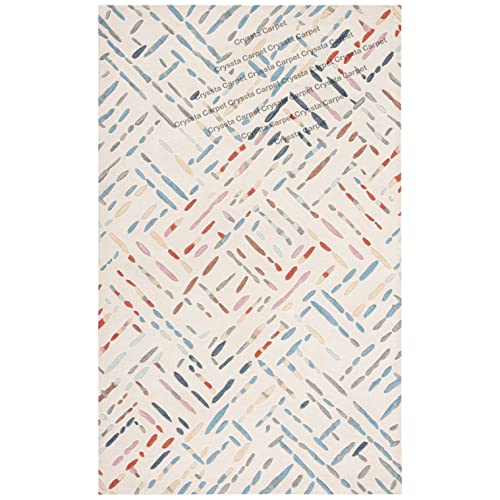 Image of Leaf & Flora Pattern Woolen Carpet for Living Room Bedroom and Hall Size 6 x 9 Feet Color Multi
