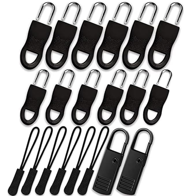 YAVRIXZ 20pcs Zipper Pulls Replacement Kit, Universal Zipper Puller, Detachable Zipper Pull Tab for Bags, Purses, Luggage, Backpacks, Jackets, Boots, Tents - 3 Styles, 4 Sizes