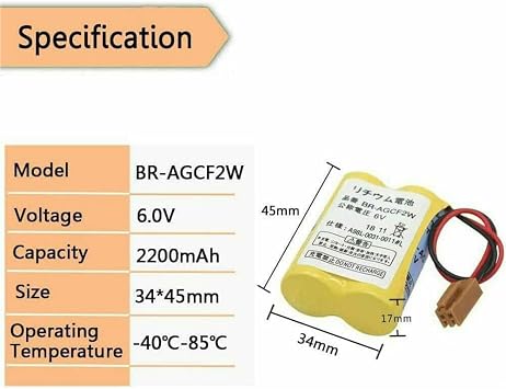 5-Pack BR-AGCF2W 6V Battery 2200mAh Replace for A98L-0031-0011 for Fanuc System with Brown Plug