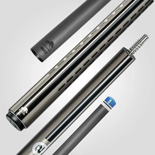 RHINO Nebula 2 Pool Cue - Charcoal Gray - 100% Carbon Fiber Shaft & Composite Butt. Time Crystal Tip, Pro Taper Design, 12.4 mm. 3/8-8 Joint, 3D Friction Grip. Low Deflection Pool Cue