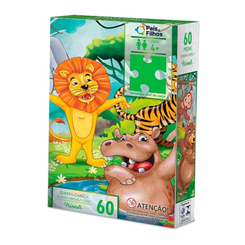 Pais & Filhos | Quebra-Cabeça Infantil Friends 60 Peças | Educativo 4+ Anos | Desenvolve Coordenação e Raciocínio | Puzzle Colorido