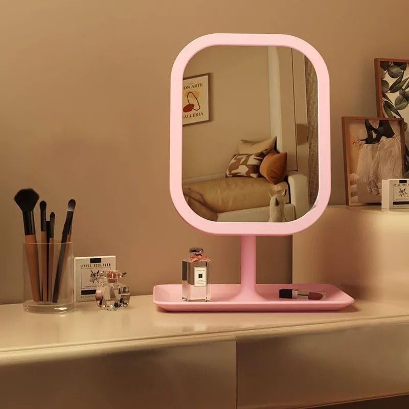 Espejo de Maquillaje Recargable con Luz y Rotación 360°