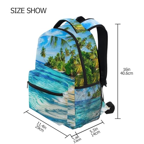 Sea Beach Palm Summer Laptop Backpack for Women Men, Personalized College Bookbag Travel Bag Casual Daypack back packs2