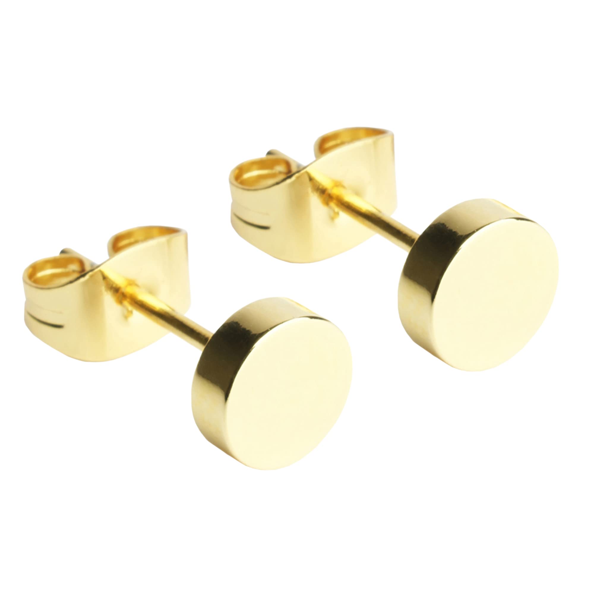 Ohrringe gold Ø 6mm, kleine Ohrstecker, Ohrring kleiner Stecker, Piercing Ohr, Modeschmuck, Edelstahl 18k vergoldet, handgemachter & wasserfester Schmuck, Ohrschmuck Damen