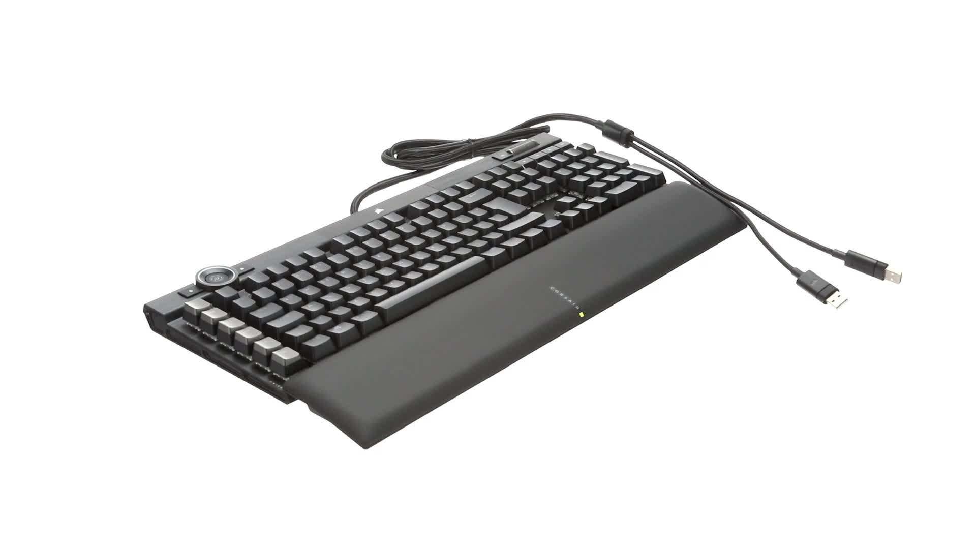 Corsair K100 RGB Optisch-Mechanisch Gaming Toetsenbord (CORSAIR OPX Optische Keyswitches: Hyper-fast & lineair, Per-Key Backlight, Kunstleer Palm Rest, Elgato Stream Deck Integration, QWERTY) Zwart
