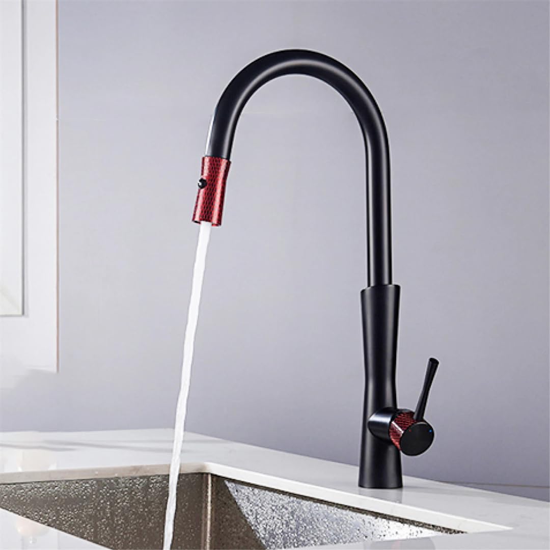 Schwarz-goldener Küchenarmatur mit Dual-Modus-Ausgang, Einhandgriff für Wasserkühlung und Heizungssteuerung