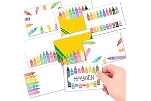 Crayon Name Tags for Classroom Cubbies - 56 Self-Adhesive Sticker Tags That...