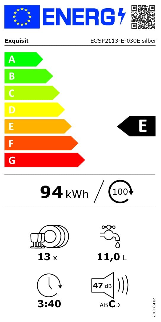Exquisit® Lavavajillas Integrable 60cm, 13 Servicios, Clase E, Interior de Acero Inoxidable, Función Secado Extra, Cesto Regulable en Altura, Display LED, Medidas (81,5 x 59,8 x 55,0 cm)