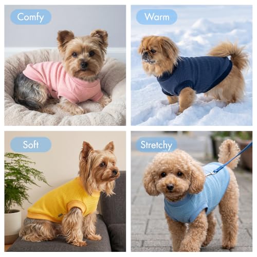 Image of 3 Pack Dog Shirt for Small Supplies Functional Waffle Dog Clothes Warm Soft Sweatshirt Outfit for Dogs Cats Pet Apparel