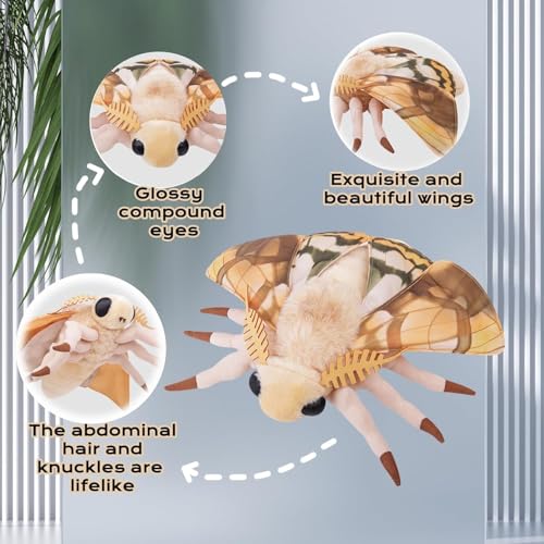lilizzhoumax Simulation Dead leaf moth Plush Toy 14.96inch Soft Realistic Dead leaf moth Stuffed Animal Plush Toy for Kids Insect lovers Boys and Girls Gifts Home Decoration brown - Image 2