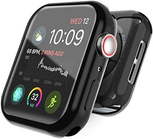 Yestan iWatch 4 Case 44mm with TPU Screen Protector 44mm -Anti-Scratch Protective Case High Definition Clear Cover Ultra-Thin Sensitive Touch for iWatch 44mm Series 4(Black, 44mm)