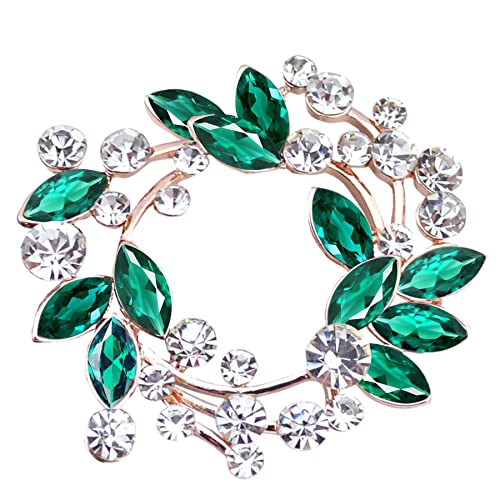 Image of Gyn&Joy Clear Crystal Rhinestone Floral Wreath Pin Brooch BZ005