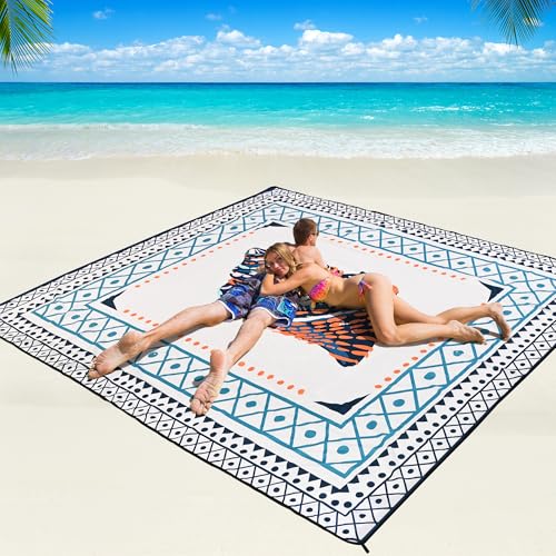 Image of WIWIGO Beach Blanket Waterproof Sandproof Beach Mat 79 inch X 83 inch /10'x9'for 2-8 Adults Quick Drying Outdoor Picnic Mat Beach Accessories for Travel, Camping, Hiking