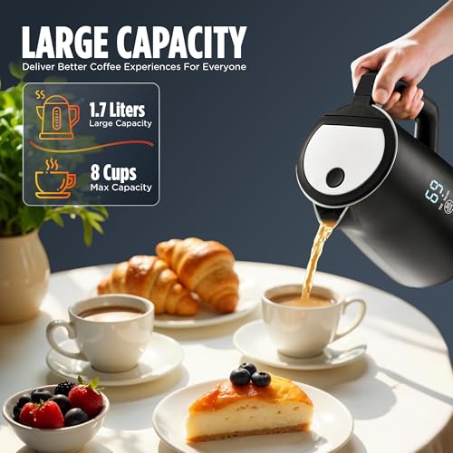 Image of Warmex 1.7 Ltr Premium Double Wall Electric Digital Kettle for Hot Water 1500 Watts | Touch Sensitive Panel | Cool Touch Feature | Auto Shut-off with 1 Year Warranty