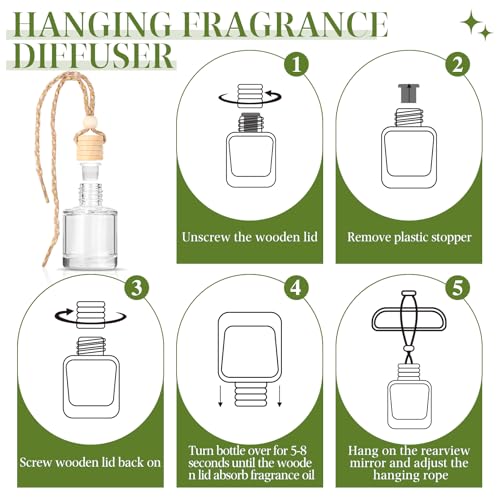 Image of AROIC 6 Pack Car Air Freshener Hanging, New Car Scent Natural Plant Essential Oil Fragrance Diffuser, Unisex Air Freshener Aromatherapy Effectively Eliminates Odors Long-Lasting Fresh Scent (8ml Each)