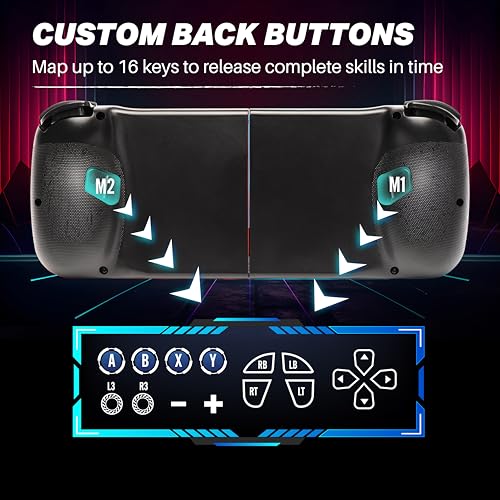 Image of NITHO Wireless Mobile Gaming Controller for iOS & Android Phones, PC, Tablets, Switch | Full Size Adjustable, Customizable Back Buttons, Joystick for Cloud Gaming, PS Remote Play, Arcade MFI Games
