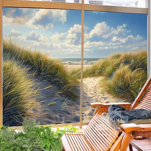 Vinilo decorativo para ventana con diseño playa y naturaleza, pack 2 piezas 27.6x39.4 pulgadas miniatura 6