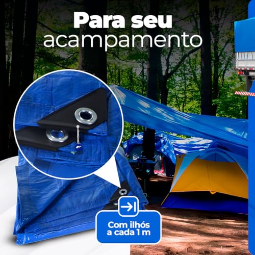 Lona Azul Impermeável Carreteiro, Piscina, Toldos, Caminhão 105G 6x5 Metros + Corda 10 Metros