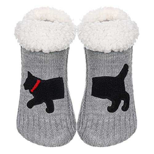 Image of ZYZX Cute Cat Slipper Socks for Women with Grips,Fuzzy Socks Indoor