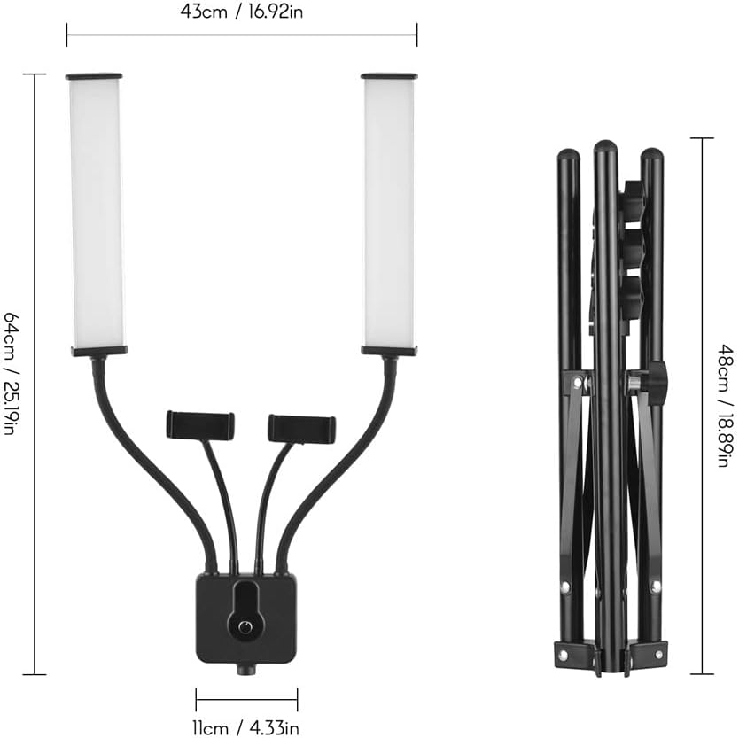 Flexible arm LED Video lamp Photography Fill 3200K-5600K dimmable with 1.6m Holder for Live Streaming
