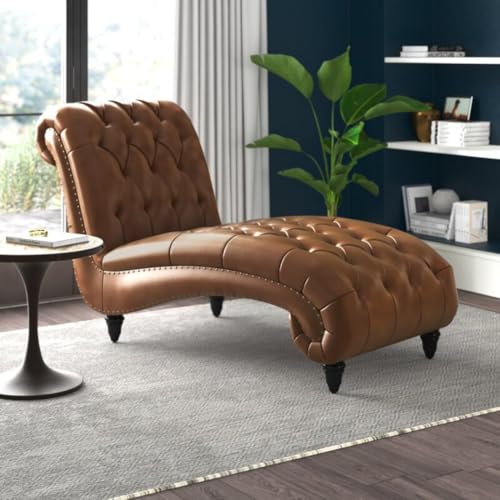 Image of Lazy Couch and Reclining Sofa /Recliner Chaise Longue /Fabric recliners /for Bedroom /Living Room /Office Reception Recliner Lounge Sofa and Armchair (Brown Leatherette)