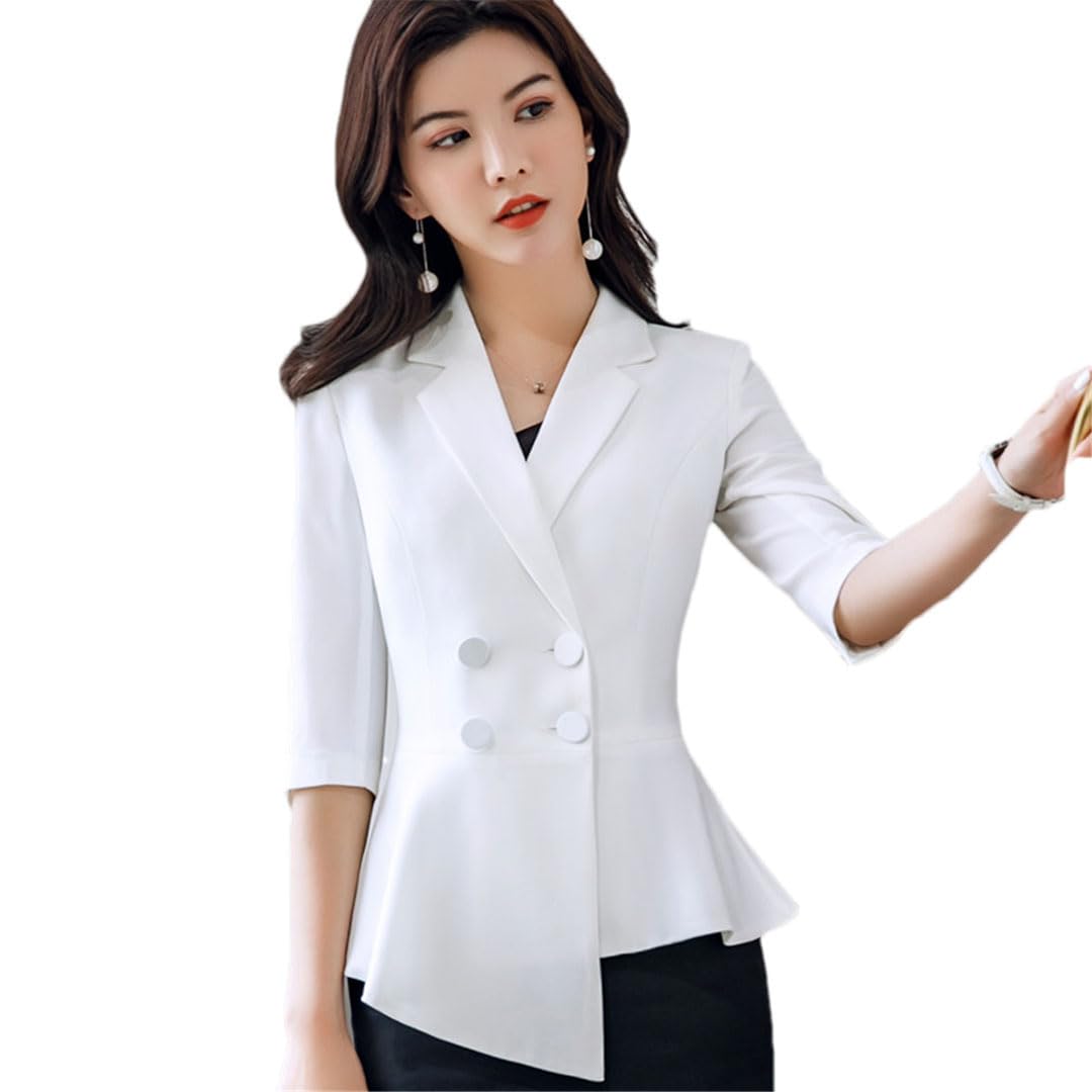 Hdhdeueh Chaqueta roja delgada y elegante para mujer, chaqueta de oficina, uniformes formales de negocios