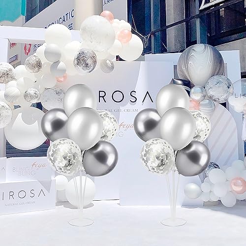 Silver Balloon Stand Centerpiece Table Decorations for 25th Wedding Anniversary Birthday Bridal Shower Father's Day Mother's Day Platinum Party Decorations(Silver gray set4) - Image 7