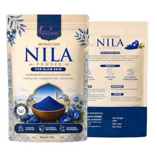 Image of VLOVEU Moroccan Nila Powder For Face - 50 g, Pack of 2 | Nila Powder Morocco | Tan Removal Face Pack Powder For Women | De Tan Mask Beauty Ritual Home Care