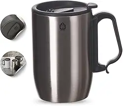 Copo Caneca Térmica Inox 350 ML Com Alça Para Café Chá Chocolate SHOP ZIN.GO (Cinza)