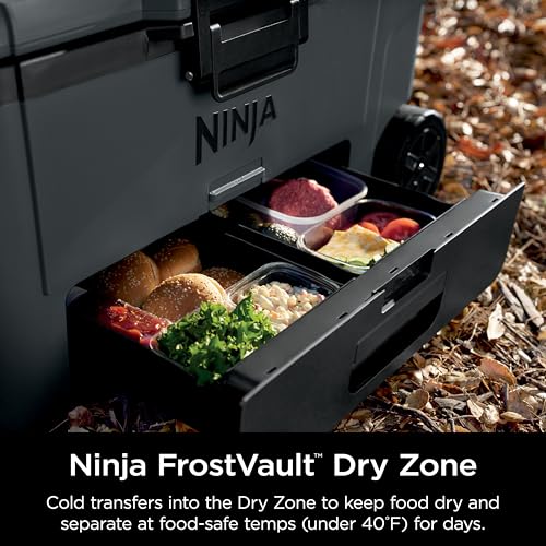Image of Ninja FrostVault | 65qt Wheeled Cooler with Cold Dry Zone | Integrated Fridge-Temp Dry Storage Drawer | Premium Heavy-Duty Insulated Cooler | Keeps Ice for Days | Charcoal Gray | FB265CG