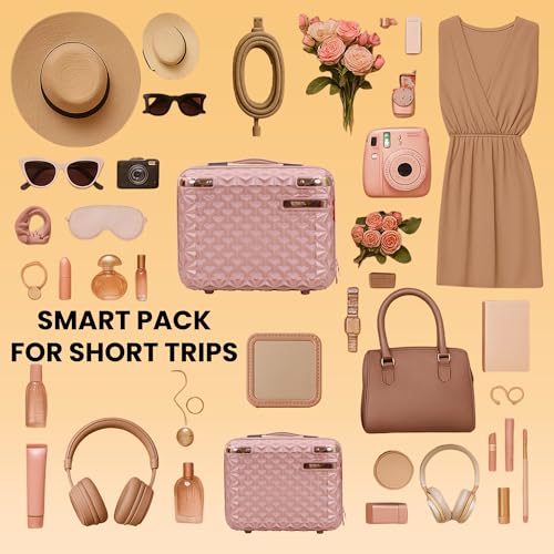 Image of AMERICAN TRAVELLER Goldie ABS Travel Suitcase | Hard Shell Cabin Luggage | Compact Trolley Bag for Travel | Durable Carry-On with Spinner Wheels & Secure Lock(20, Rose Gold)