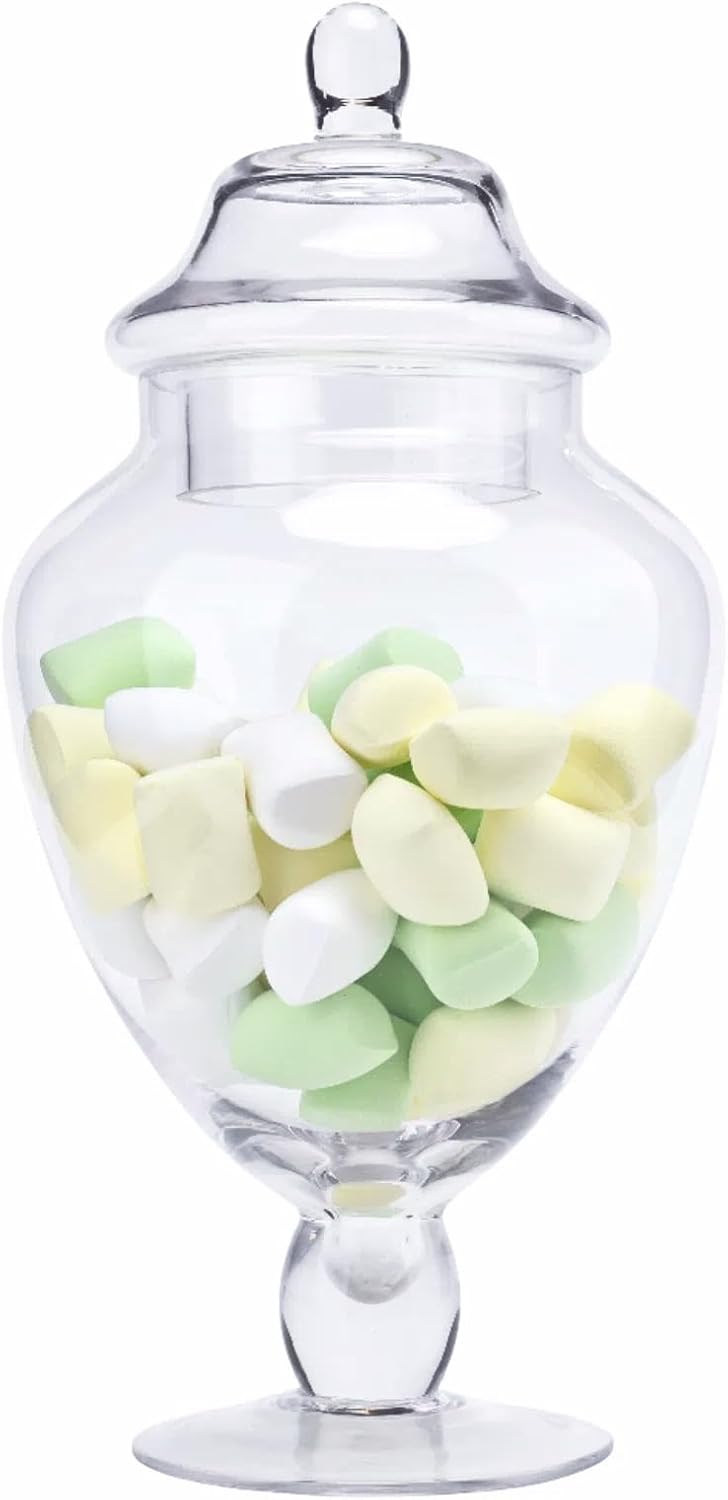 Glass Apothecary Jars with Lid, Clear Glass Candy Jar for Candy Buffet, Decorative Glass Jar for Party, Wedding and Home Decor, Classic Glass Candy Canister (Height: 12.6", Diameter: 6.5") Height: 12.6" Diameter: 6.5" Style F