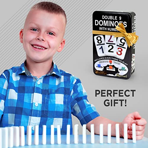 Queensell Dominoes Set For Adults And Kids, Mexican Train Dominoes Set Double 9 - Board Games For Families And Kids Ages 8 And Up, Numbered Dominos For Kids - Great Toys Gift, Juegos De Mesa #TOP6