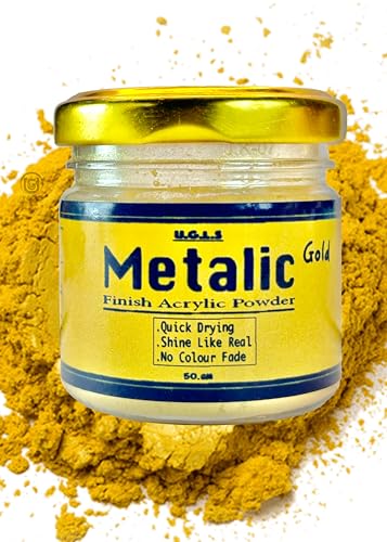 Image of UGLS Gold Powder Gold Glitter- Useful for Real Gold Shining Effect in Art & Craft, Painting, Tanjor Paintings, Paint, Home Decorations, Cakes, Foods, Paints, Facial Kit Etc. (50.Gram)