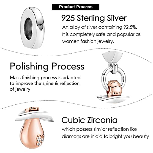Valgacls Baby Pacifier Dangle Charm 925 Sterling Silver Charms Rose Gold Charms For Bracelets Necklace Valentine's Day Mother's Day Jewelry Gift For Womens Girls #TOP4