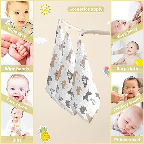 Image of vvfelixl American Bully Dogs Baby Burp Cloths Baby Muslin Washcloths for Boys Girls Cotton Baby Face Towel for Newborn Infants Soft and Absorbent 11.8 X 11.8In, 5 Pack