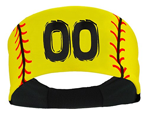 MadSportsStuff Player ID Softball Stitch Headband (Yellow, #00)