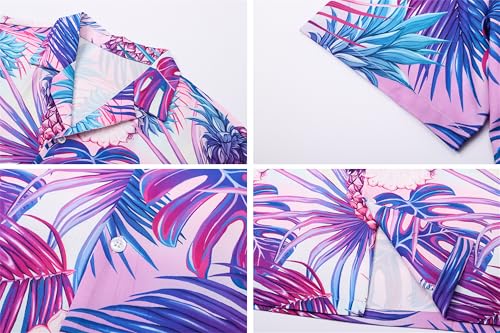 Image of SANGTREE Girls & Women's Hawaiian Shirts Button Down Short Sleeve Floral Tropical Shirt Beach Vacation Blouse Tops