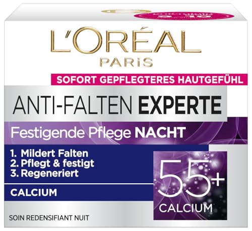 L'Oréal Paris Nachtpflege für das Gesicht, Feuchtigkeitspendende Anti-Aging Nachtcreme mit Calcium zur Minderung von Falten… – Ansicht 2