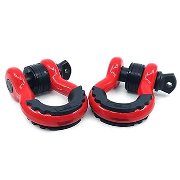 GearAmerica (2PK Heavy Duty D Ring Shackles Red | 58,000 lbs (29 US Ton) Max Strength | 3/4