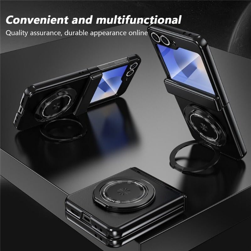 Protection Galaxy Z Flip 4 silicone rigide argent compatible support aimanté - 4