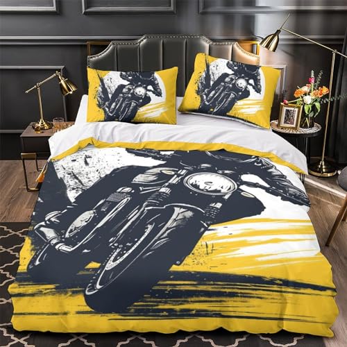 Housse de couette moto 3D cadeau idéal pour lit enfant et ado en microfibre - 4